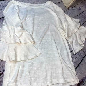 Women’s Cable and Gauge Ruffle Sleeve Top